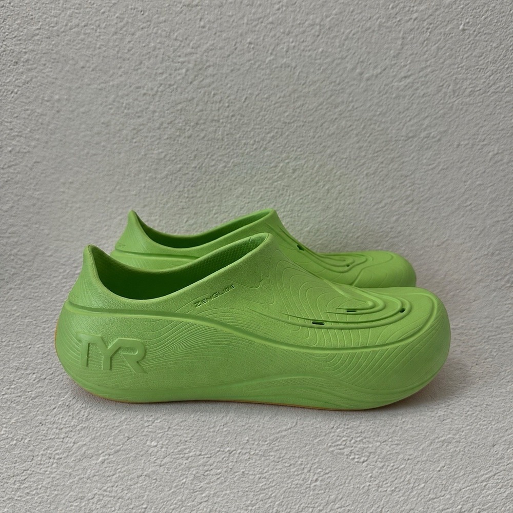 TYR ZenGlide Recovery Neon Green Limelight Shoes Men's 10 NEW
